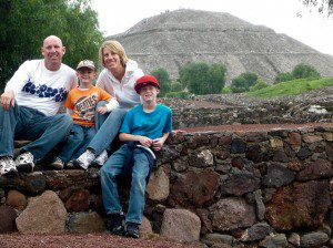 family near pyramid