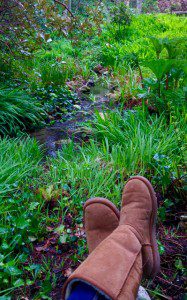 Boots over creek